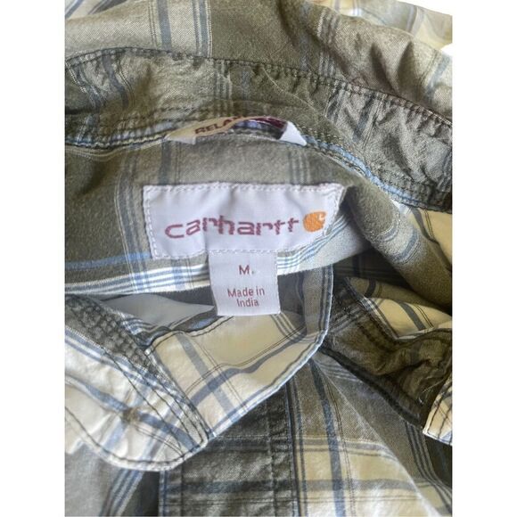 Carhartt Mens Multicolor Plaid Short Sleeve Button Down Shirt Size Medium - Picture 3 of 14